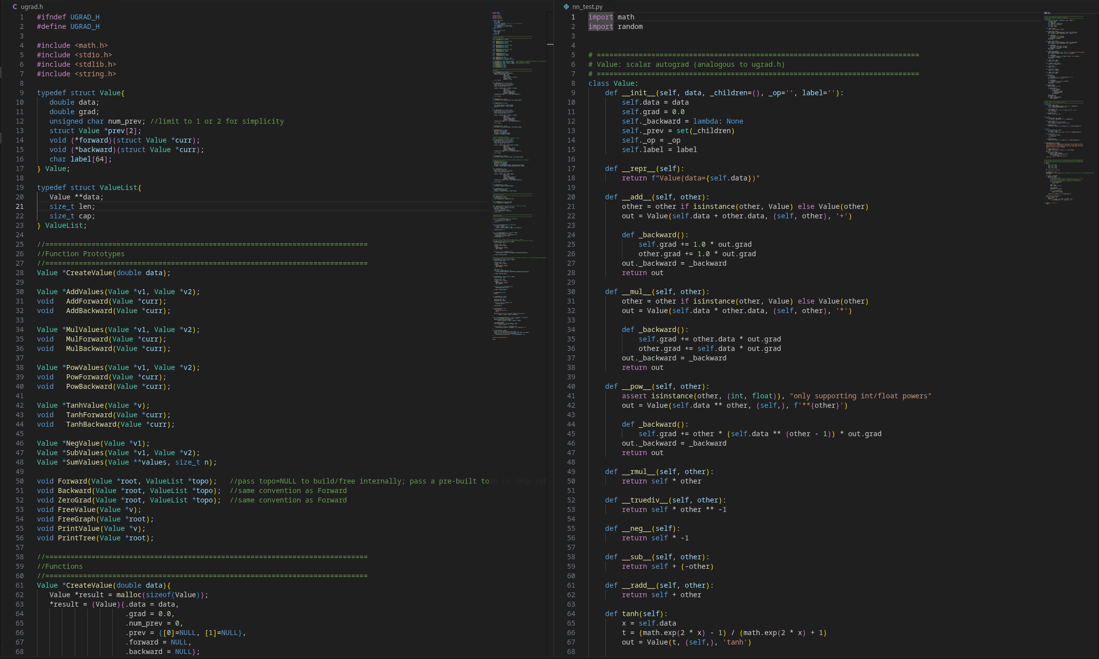 C vs. Python Implementations