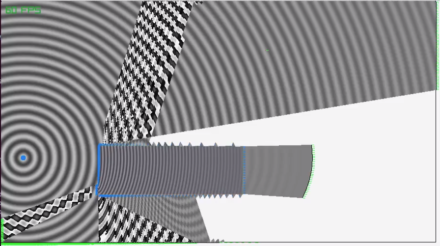 Single source wave sim through a secondary medium, with decay